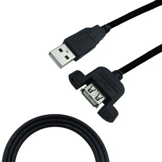 USB Male to Female Cable with Panel Mount